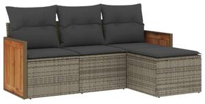 VidaXL Polyrattan Kerti Ülőgarnitúra - 4 részes - Szürke