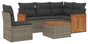 VidaXL Polyrattan Kerti Ülőgarnitúra - 6 részes - Szürke