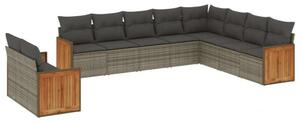 VidaXL Polyrattan Kerti Ülőgarnitúra - 10 részes - Szürke