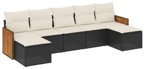 VidaXL Polyrattan Kerti Ülőgarnitúra - 7 részes - Fekete