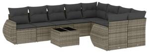 VidaXL Polyrattan Kerti Ülőgarnitúra - 10 részes - Szürke