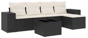 VidaXL Polyrattan Kerti Ülőgarnitúra - 6 részes - Fekete
