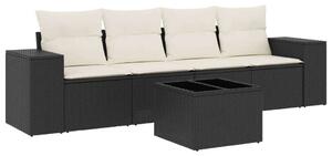VidaXL Polyrattan Kerti Kanapé Szett - 5 részes - Fekete