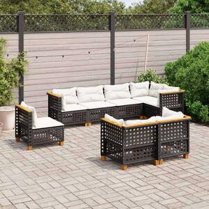 Polyrattan Kerti Ülőgarnitúra - 8 részes - Fekete