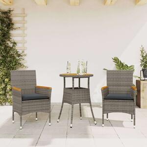 VidaXL Kertbútor Szett - 3 részes étkezőgarnitúra - Szürke Polyrattan/Akácfa