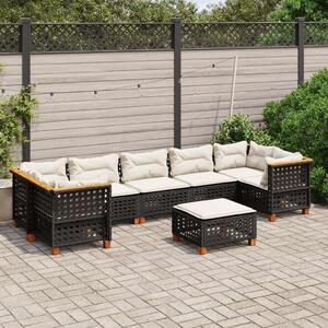 VidaXL Polyrattan Kerti Ülőgarnitúra - 8 részes - Fekete