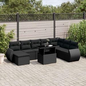 VidaXL Polyrattan Kerti Ülőgarnitúra - 9 részes - Fekete