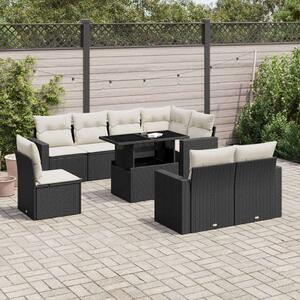 VidaXL Polyrattan Kerti Ülőgarnitúra - 9 részes - Fekete
