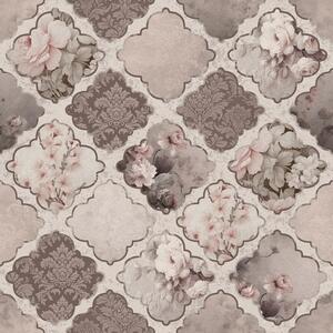 Tapéta Romantikus patchwork virágos medálok poros színekben, Virágok és növények tapétá, a01027 : Uwalls.hu