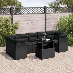 VidaXL Polyrattan Kerti Ülőgarnitúra - 8 részes - Fekete