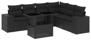 VidaXL Polyrattan Kerti Ülőgarnitúra - 7 részes - Fekete