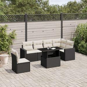 VidaXL Polyrattan Kerti Ülőgarnitúra - 7 részes - Fekete