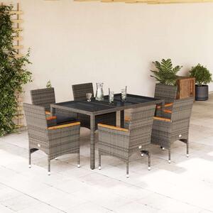 VidaXL Polyrattan Kerti Étkezőgarnitúra - 7 részes - Szürke
