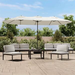 VidaXL homokfehér dupla tetős napernyő LED-ekkel 449x245 cm