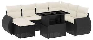 VidaXL 8 részes fekete polyrattan kerti ülőgarnitúra párnákkal