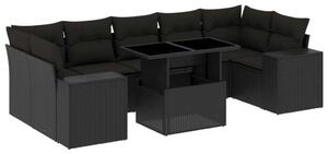 VidaXL Polyrattan Kerti Ülőgarnitúra - 8 részes - Fekete