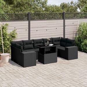 VidaXL Polyrattan Kerti Ülőgarnitúra - 8 részes - Fekete