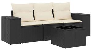 VidaXL Polyrattan Kerti Ülőgarnitúra - 4 részes - Fekete