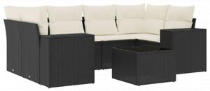 VidaXL Polyrattan Kerti Ülőgarnitúra - 7 részes - Fekete