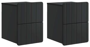 VidaXL Fali éjjeli szekrény 2 pcs Fekete 33 x 34,5 x 43 cm Szerelt Fa