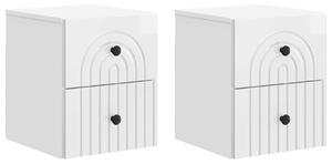 VidaXL Fali éjjeli szekrény 2 pcs Magasfényű Fehér 33 x 34,5 x 40 cm