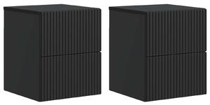 VidaXL Fali éjjeli szekrény 2 pcs Fekete 33 x 34,5 x 40 cm Szerelt Fa