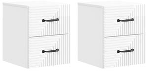 VidaXL Fali éjjeli szekrény 2 pcs Magasfényű Fehér 34,5 x 33 x 40 cm