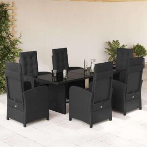 VidaXL Polyrattan Kerti Étkezőgarnitúra - 7 részes - Fekete