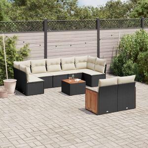 VidaXL Polyrattan Kerti Ülőgarnitúra - 10 részes - Fekete