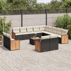 VidaXL Polyrattan Kerti Ülőgarnitúra - 14 részes - Fekete