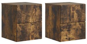 VidaXL Fali éjjeli szekrény 2 pcs Füstös Tölgy 33 x 34,5 x 40 cm