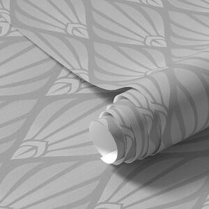 Tapéta Szürke Art Deco, legyező alakú formákkal, Absztrakt tapétá, a01064 : Uwalls.hu