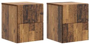 VidaXL Fali éjjeli szekrény fiókkal 2 pcs Antik Fa 33 x 34,5 x 40 cm