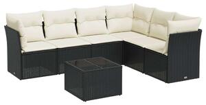 Polyrattan Kerti Ülőgarnitúra - 7 részes - Fekete