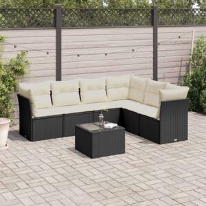 Polyrattan Kerti Ülőgarnitúra - 7 részes - Fekete