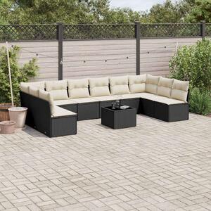 VidaXL Polyrattan Kerti Ülőgarnitúra - 11 részes - Fekete