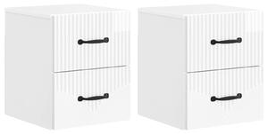 VidaXL Fali éjjeli szekrény 2 pcs Magasfényű Fehér 34,5 x 33 x 40 cm