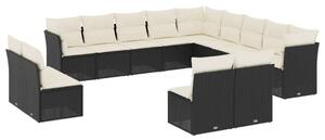 VidaXL Polyrattan Kerti Ülőgarnitúra - 13 részes - Fekete