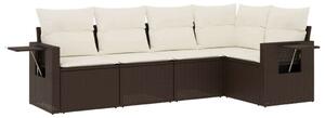 Polyrattan Kerti Ülőgarnitúra - 5 részes - Barna