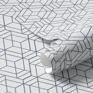 Tapéta Fehér háttér kék háromdimenziós geometriai kockákkal, Absztrakt tapétá, a01067 : Uwalls.hu