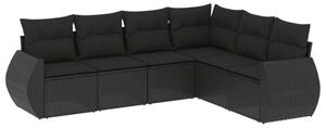 Polyrattan Kerti Ülőgarnitúra - 6 részes - Fekete