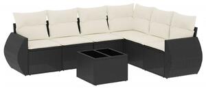 VidaXL Polyrattan Kerti Ülőgarnitúra - 7 részes - Fekete