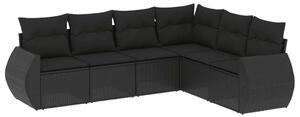Polyrattan Kerti Ülőgarnitúra - 6 részes - Fekete