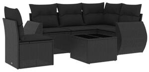 VidaXL Polyrattan Kerti Ülőgarnitúra - 6 részes - Fekete