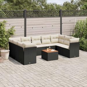 VidaXL Polyrattan Kerti Ülőgarnitúra - 10 részes - Fekete