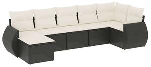 VidaXL Polyrattan Kerti Ülőgarnitúra - 7 részes - Fekete