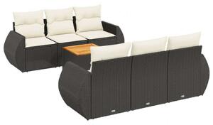 VidaXL Polyrattan Kerti Ülőgarnitúra - 7 részes - Fekete