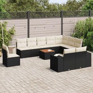 VidaXL Polyrattan Kerti Ülőgarnitúra - 11 részes - Fekete