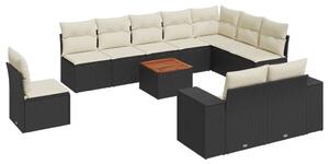 VidaXL Polyrattan Kerti Ülőgarnitúra - 11 részes - Fekete