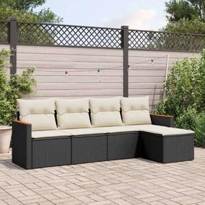 VidaXL 5 részes Polyrattan Kerti Kanapé Szett - Fekete